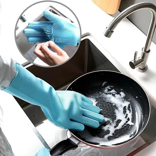 Washing Gloves, Silicon Dish Washer, Gloves For Cleaning - Dafa Karo Dukan