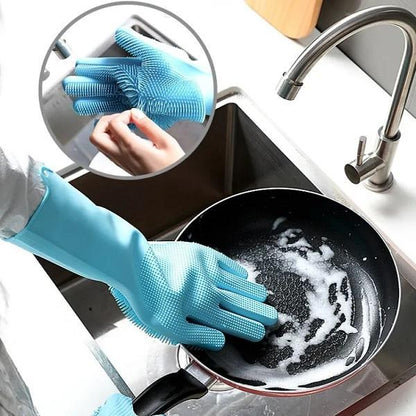 Washing Gloves, Silicon Dish Washer, Gloves For Cleaning - Dafa Karo Dukan