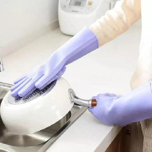 Washing Gloves, Silicon Dish Washer, Gloves For Cleaning - Dafa Karo Dukan